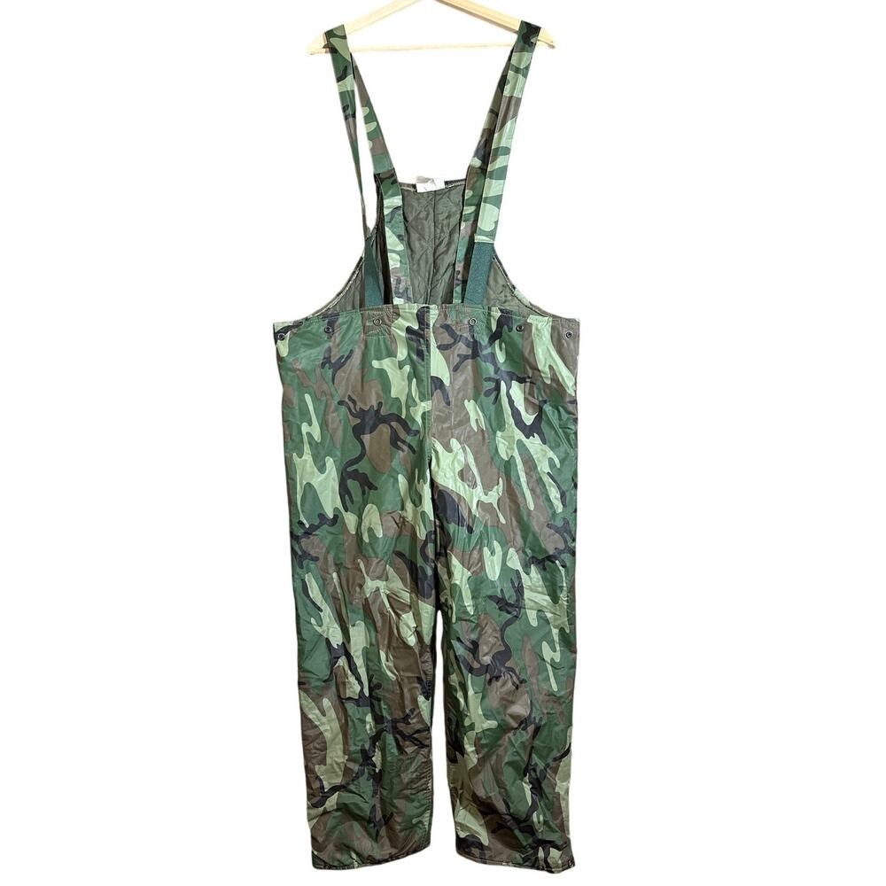 Rotch Green Camo PVC Quilted Overalls Fishing Pants Size L Large Waterproof